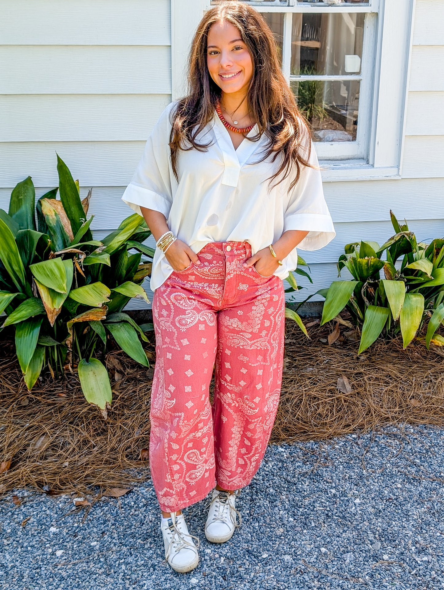 Bandana Cropped Barrel Jean