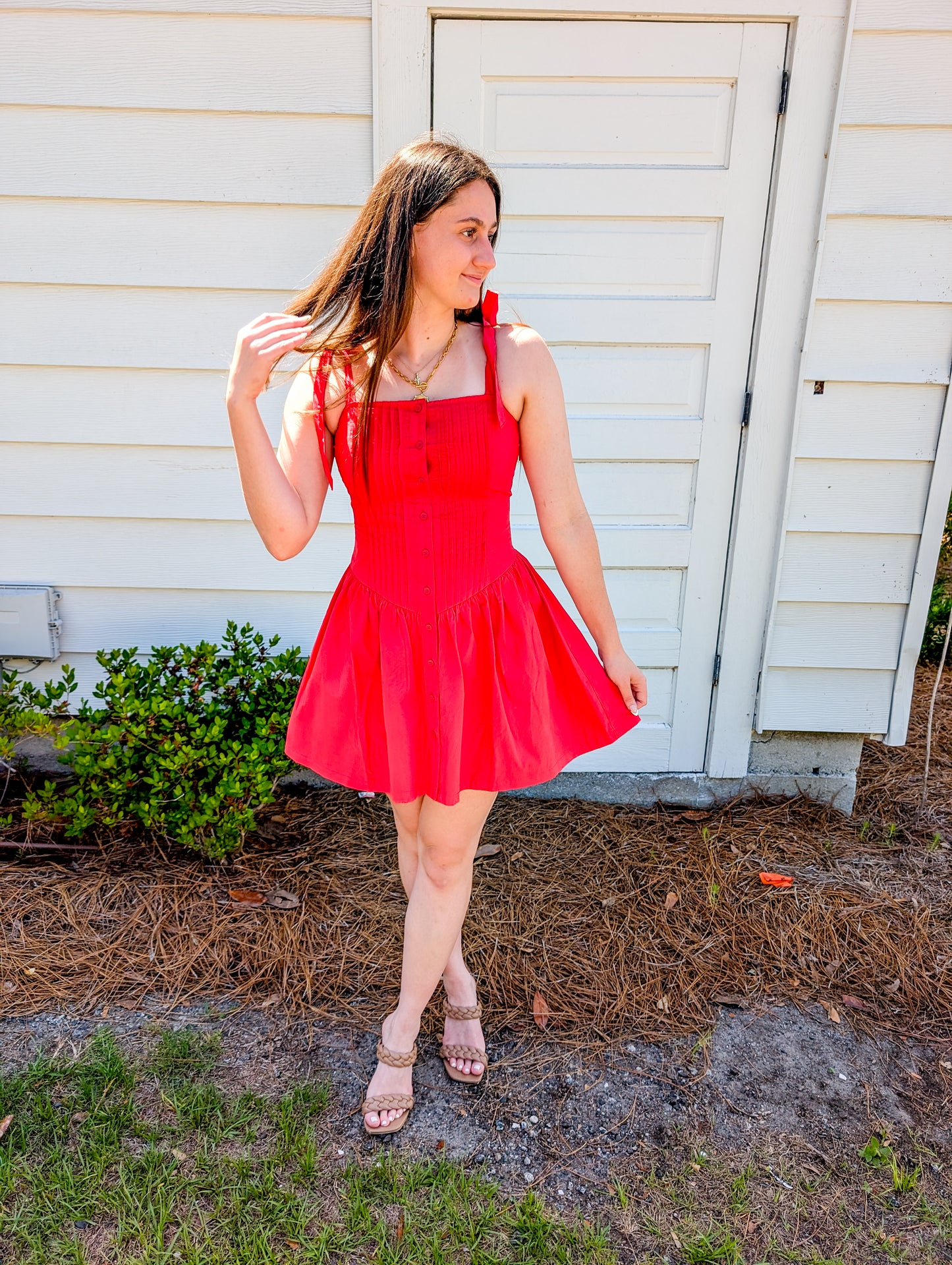 Canyon Pintuck Tie Mini Dress