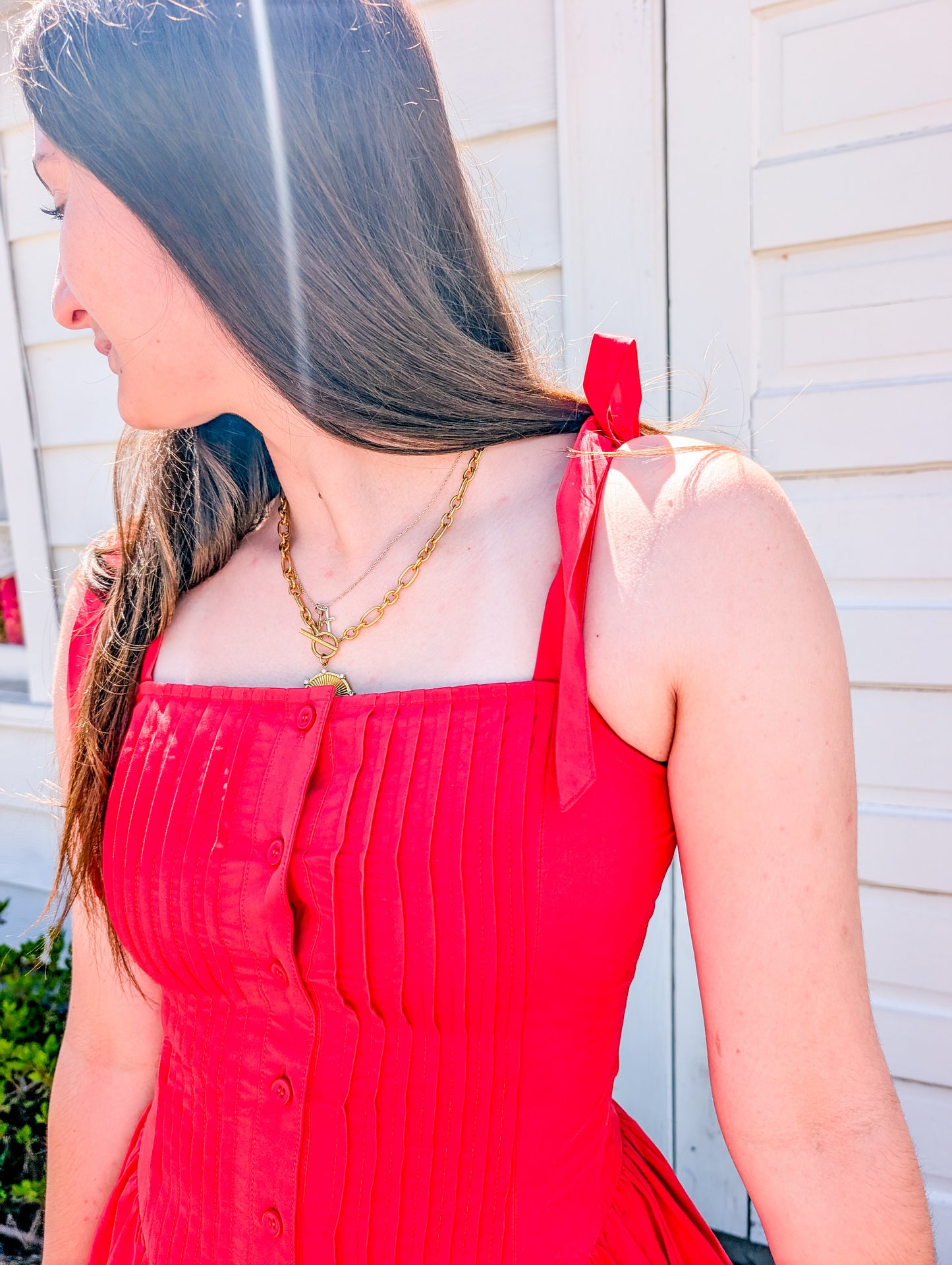 Canyon Pintuck Tie Mini Dress
