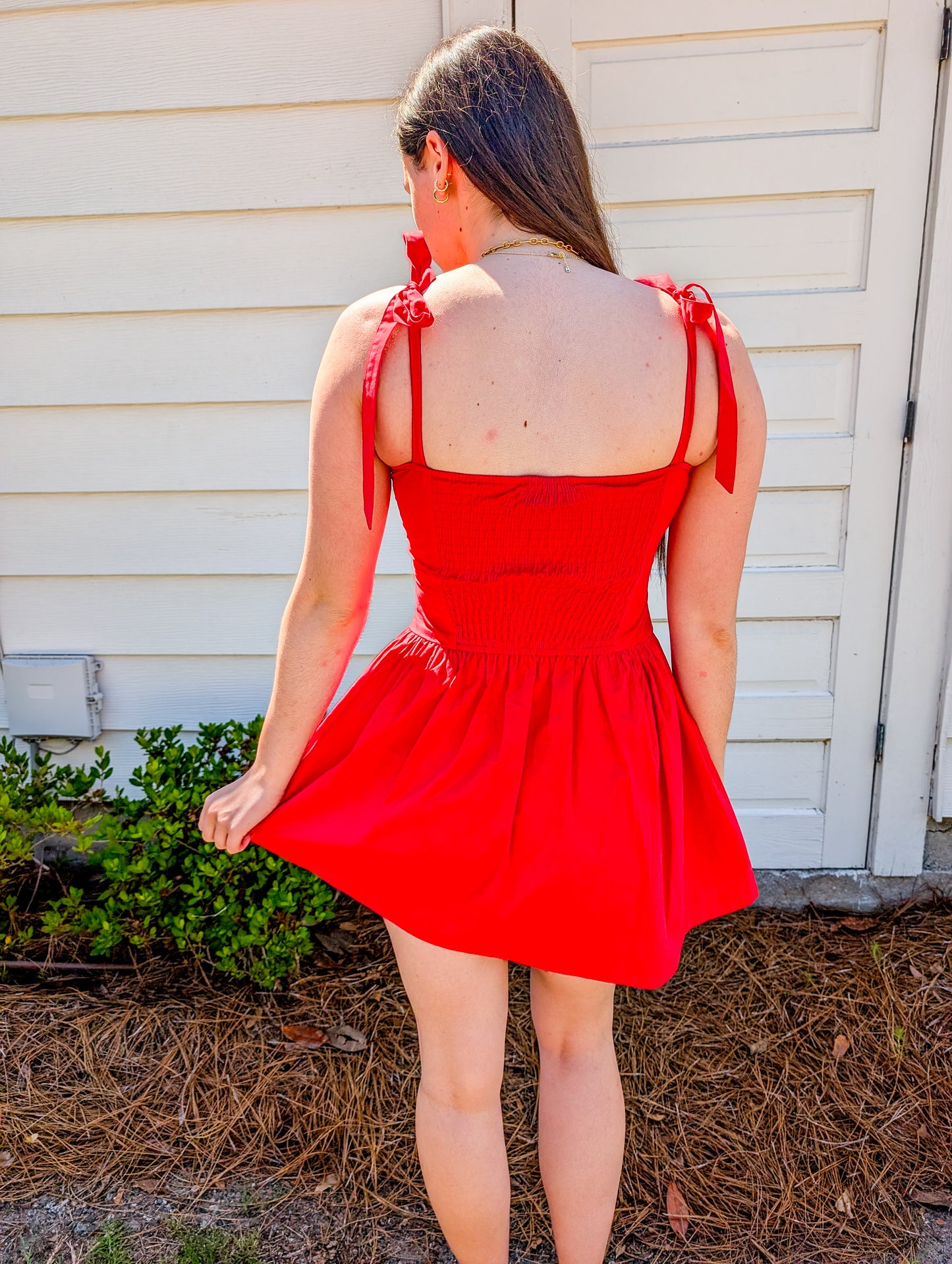 Canyon Pintuck Tie Mini Dress
