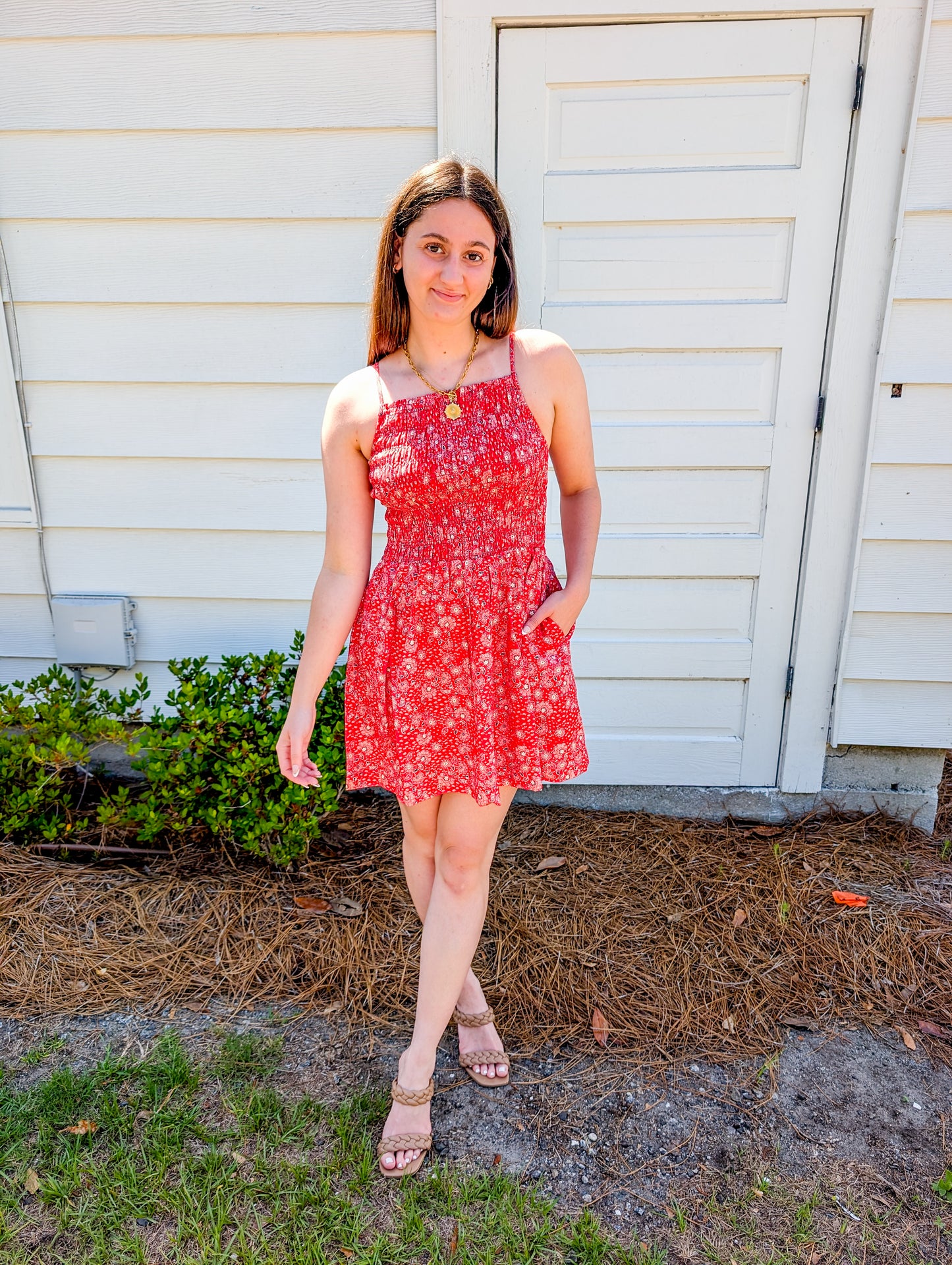 Firecracker Shirred Mini Dress