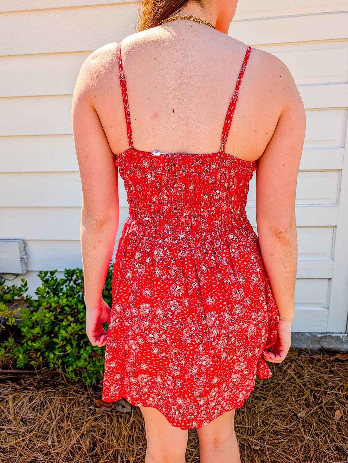 Firecracker Shirred Mini Dress