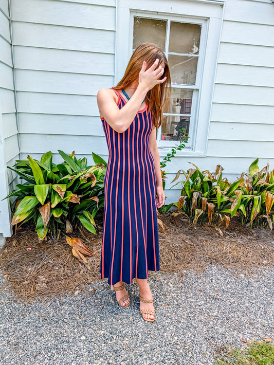 Navy Rust Sweater Dress