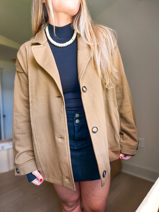 Oversized Raw Edge Knit Jacket