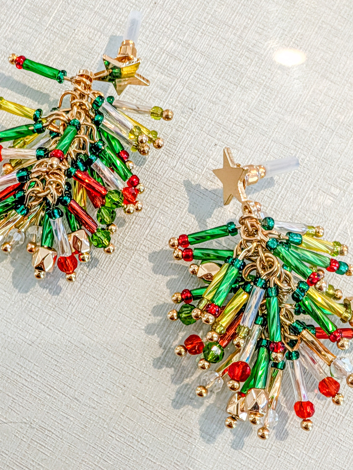 Green And Gold Dangling Earrings