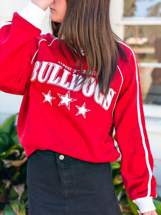 Georgia Sunday Stripped Collar Fleece Crew