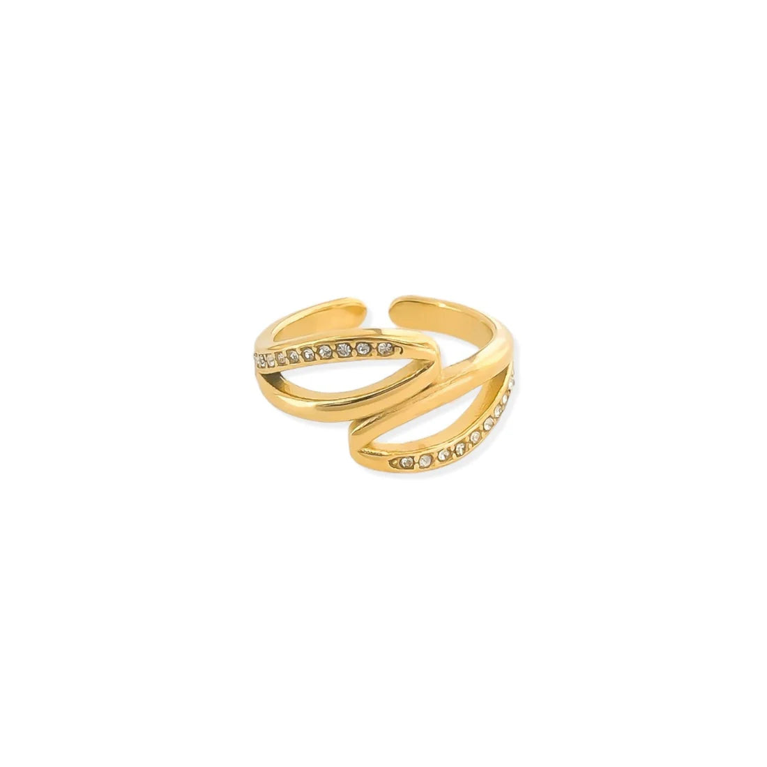 CZ Diamond Overlap Statement Water Resistant Ring