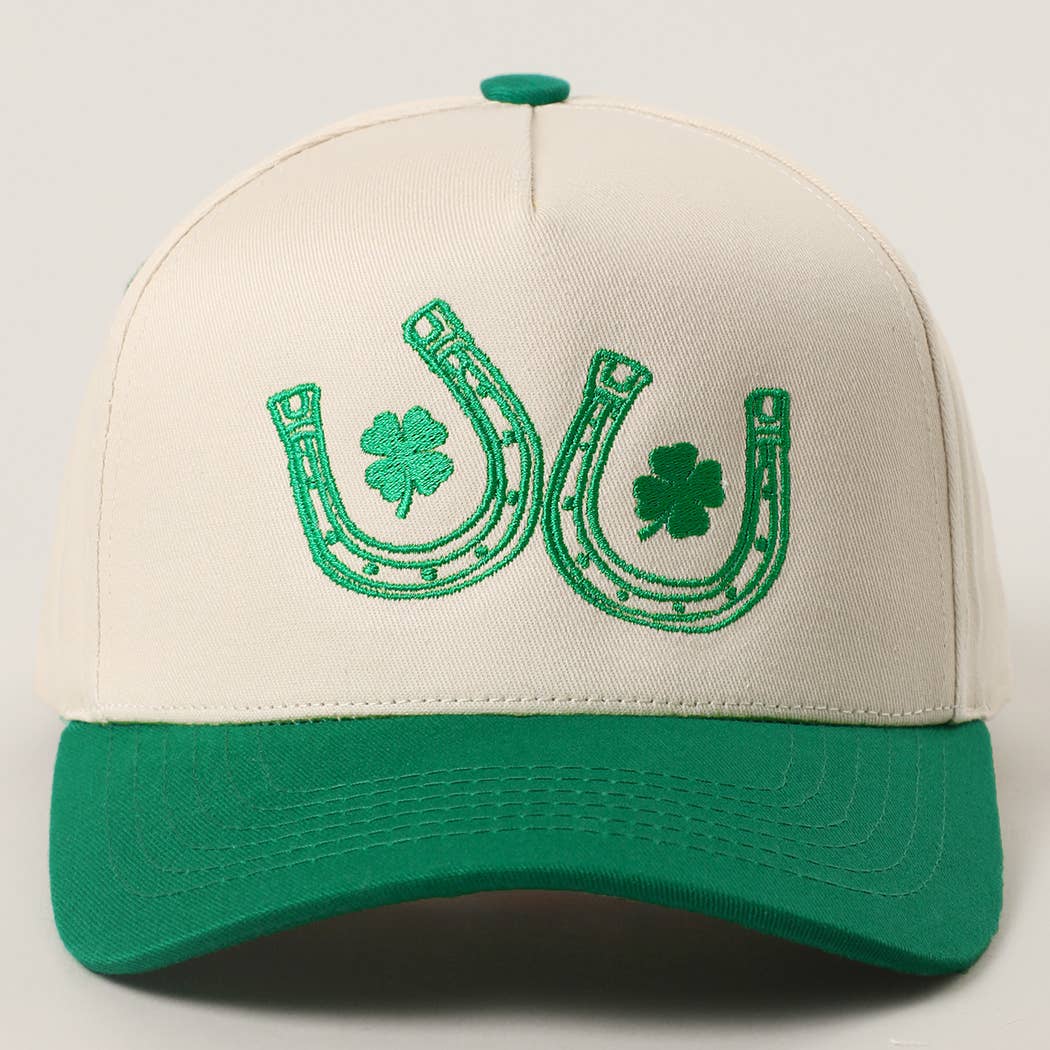 *FINAL SALE* Double Horseshoe Clover Luck Embroidery Trucker Hat