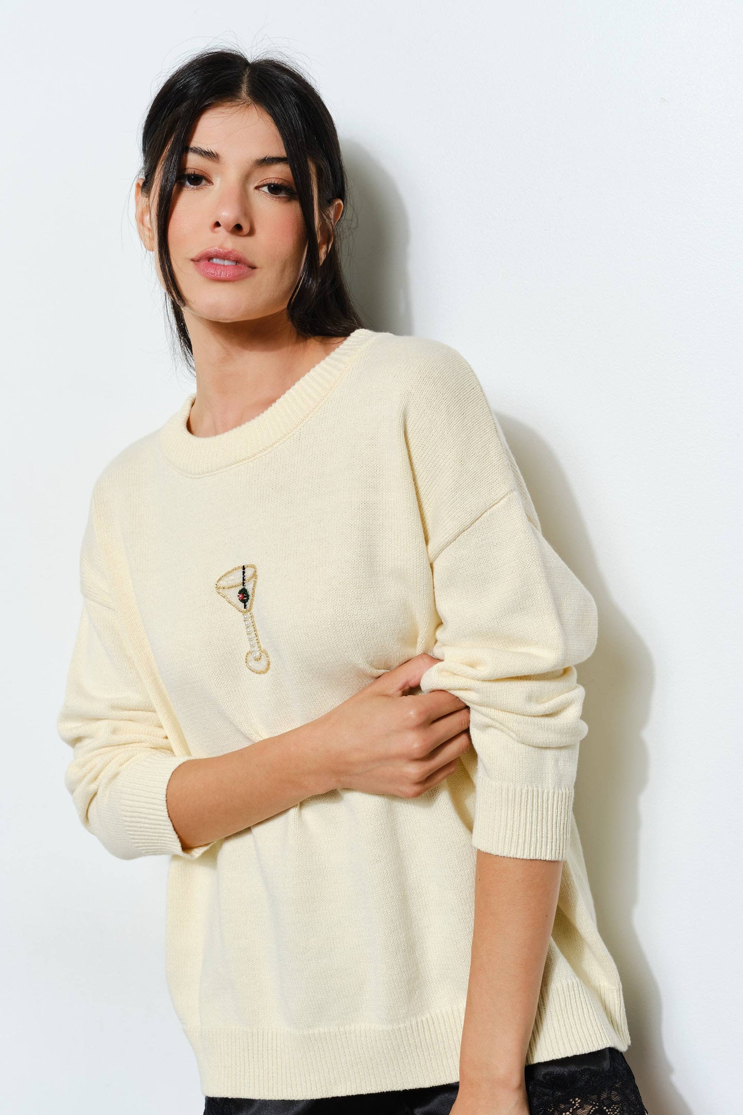 Sora Martini Bead Sweater- Trendy, Fun, Cozy