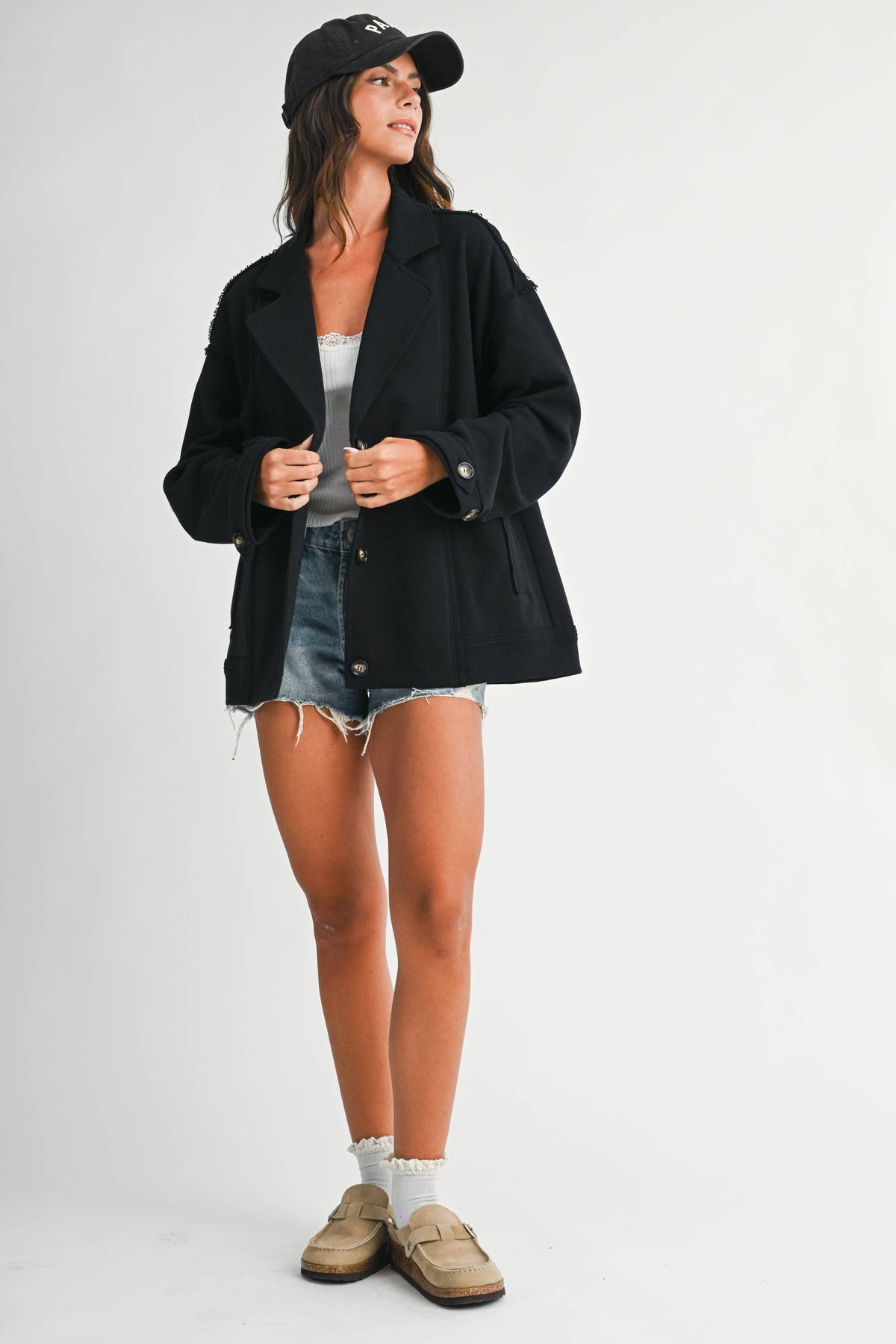 5198IK Oversized Raw Edge Knit Jacket