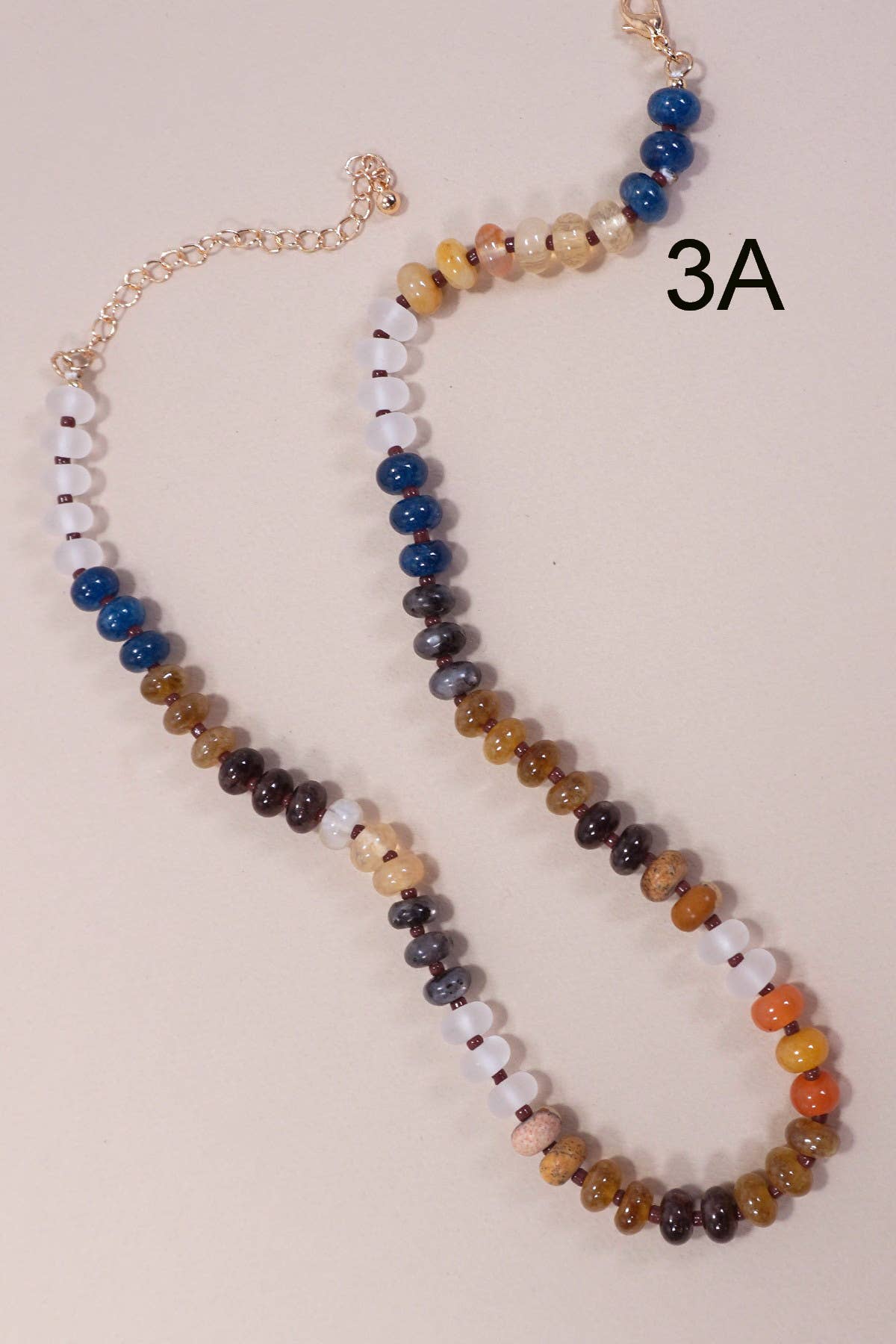 Natural Agate Glass Semi Precious Beaded Necklace