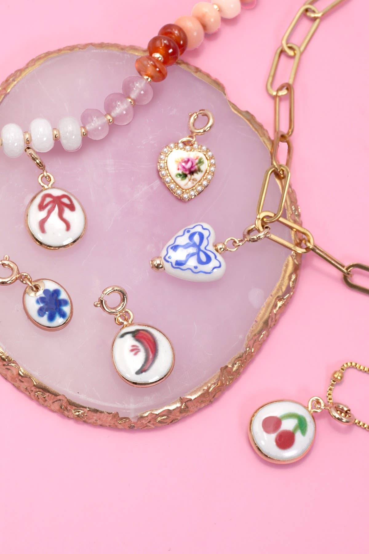 Charm Porcelain With Spring Ring Clasp