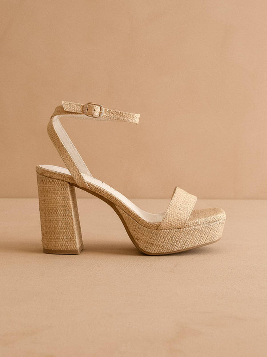 The Olympia | Natural Raffia Platform Heel
