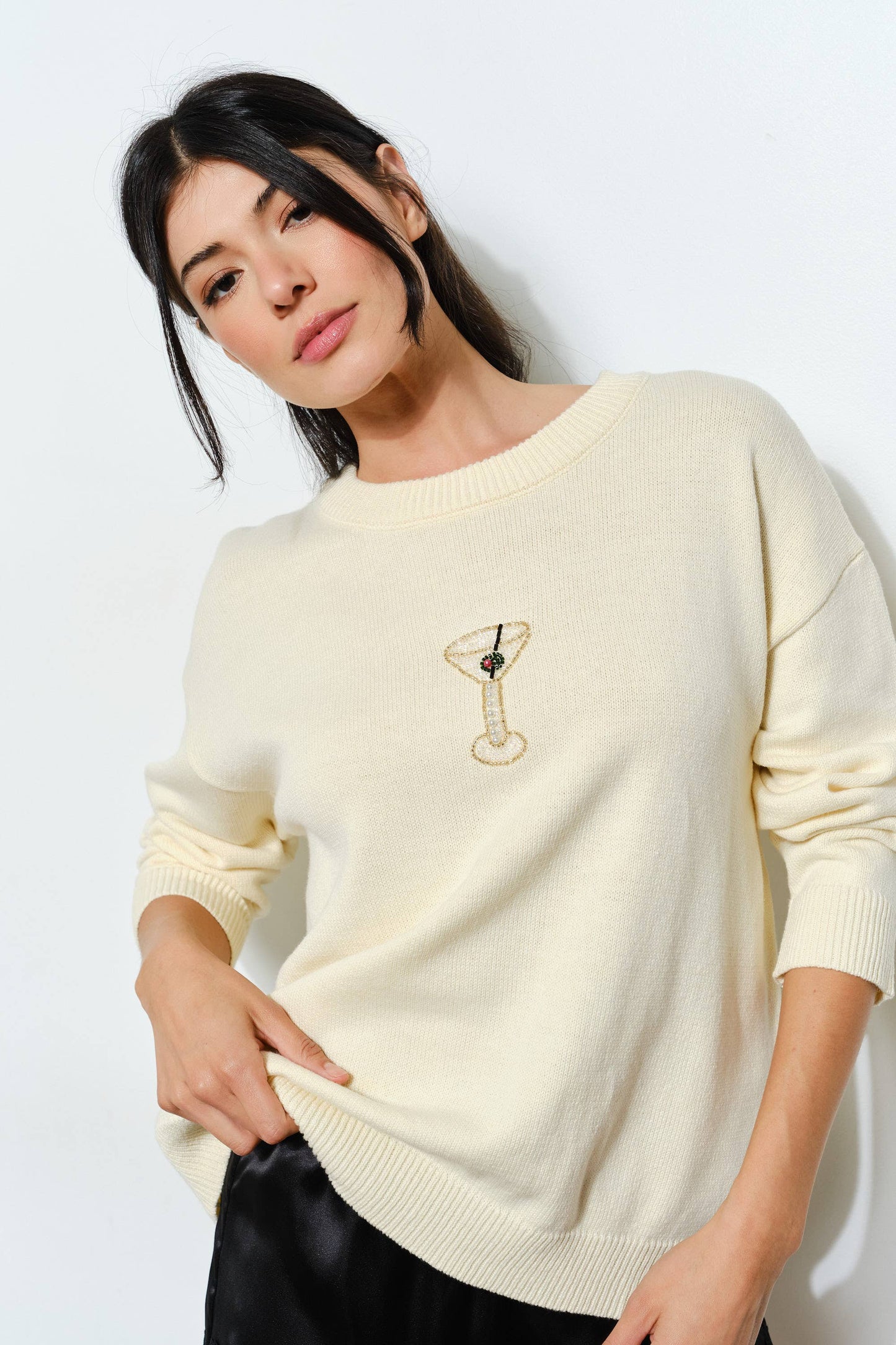 Sora Martini Bead Sweater- Trendy, Fun, Cozy