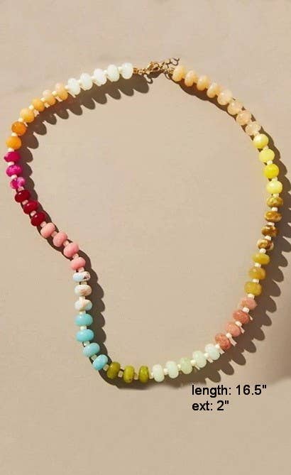 Natural Stone Semi-Precious Glass Mixed Necklace | 40NK9694