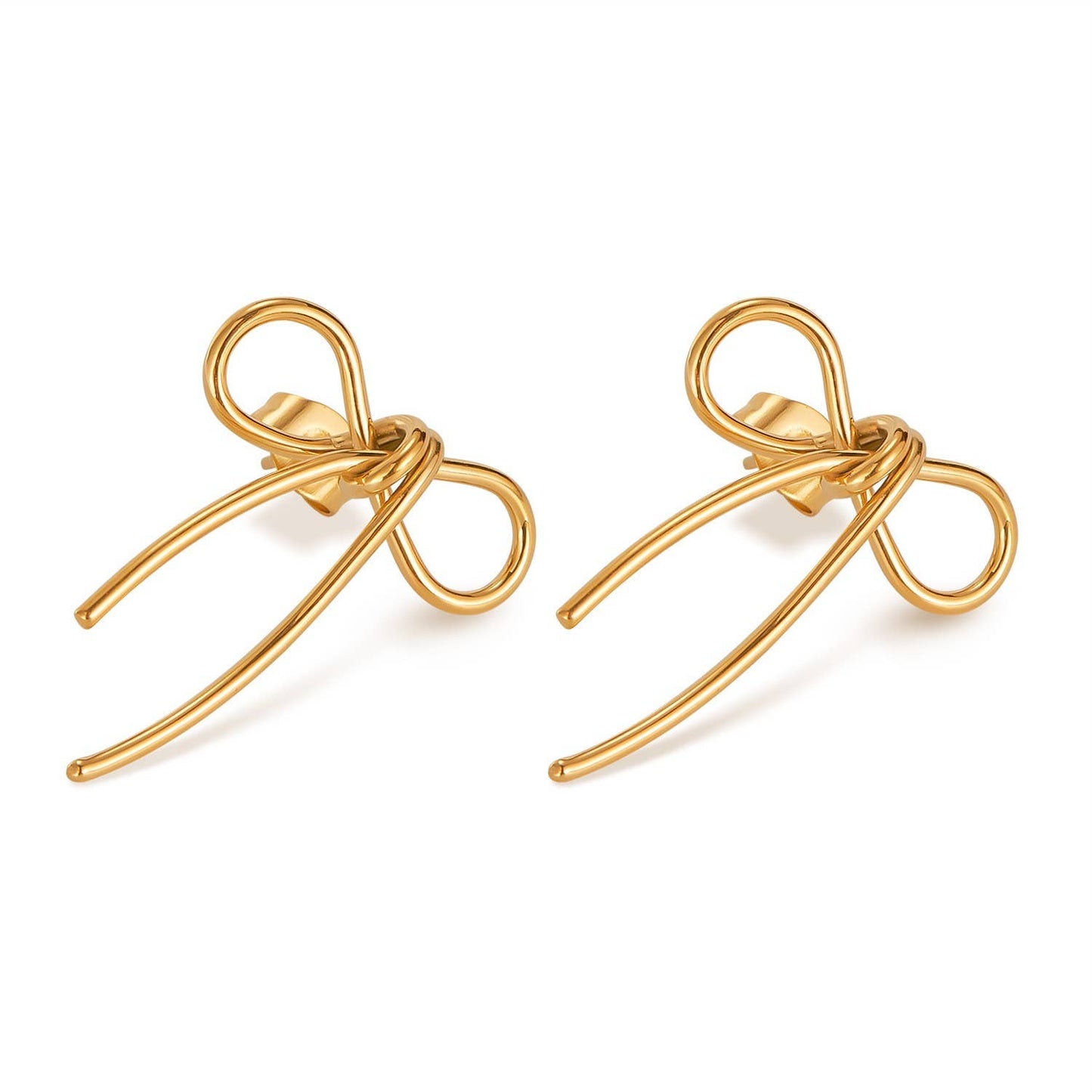 18K Stainless Steel Bow Earrings