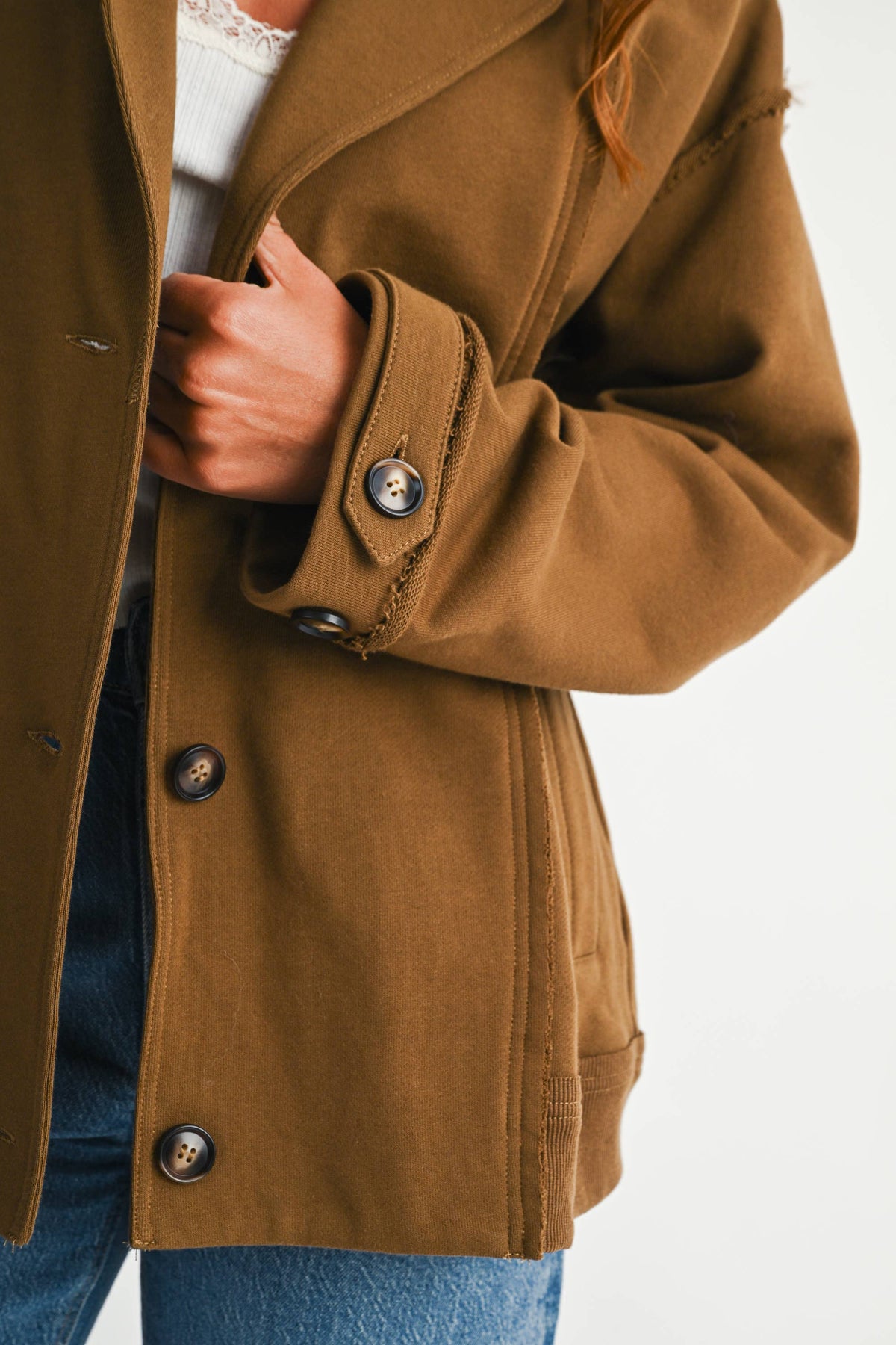 5198IK Oversized Raw Edge Knit Jacket