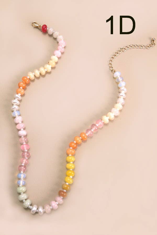 Natural Agate Glass Semi Precious Beaded Necklace