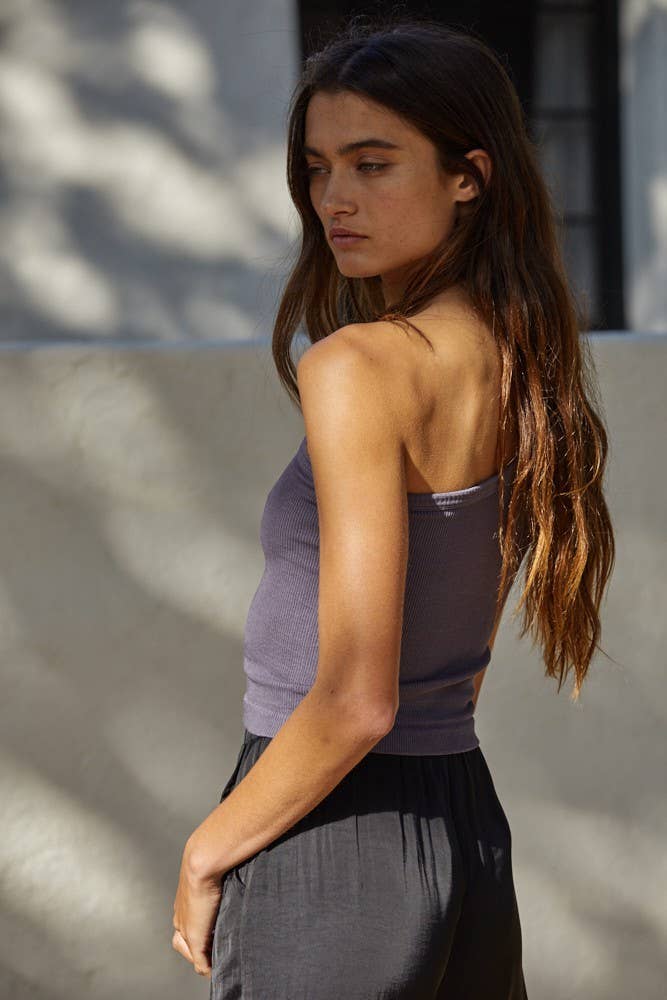 High Quality Seamless One Shoulder Ribbed Top