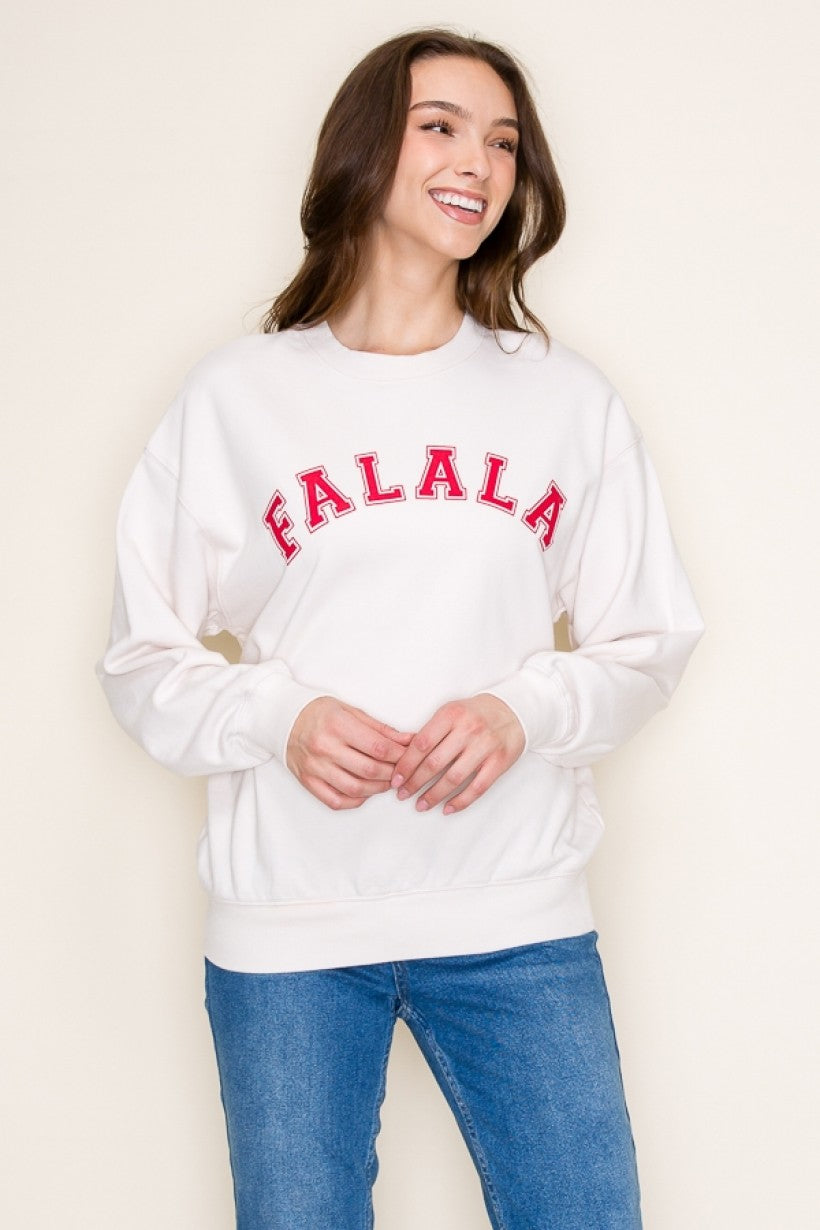 Ivory W/ Red “FALALA” Christmas Sweatshirt