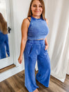 Blue meneral wash flare sweatpants