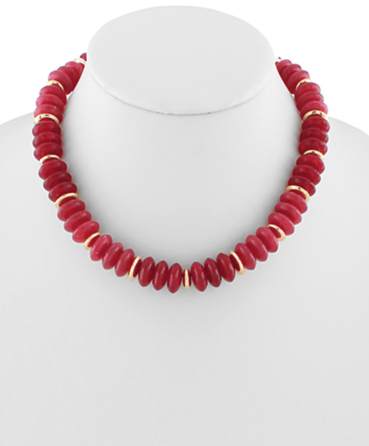 Marbleized Rondelle Stone Necklace