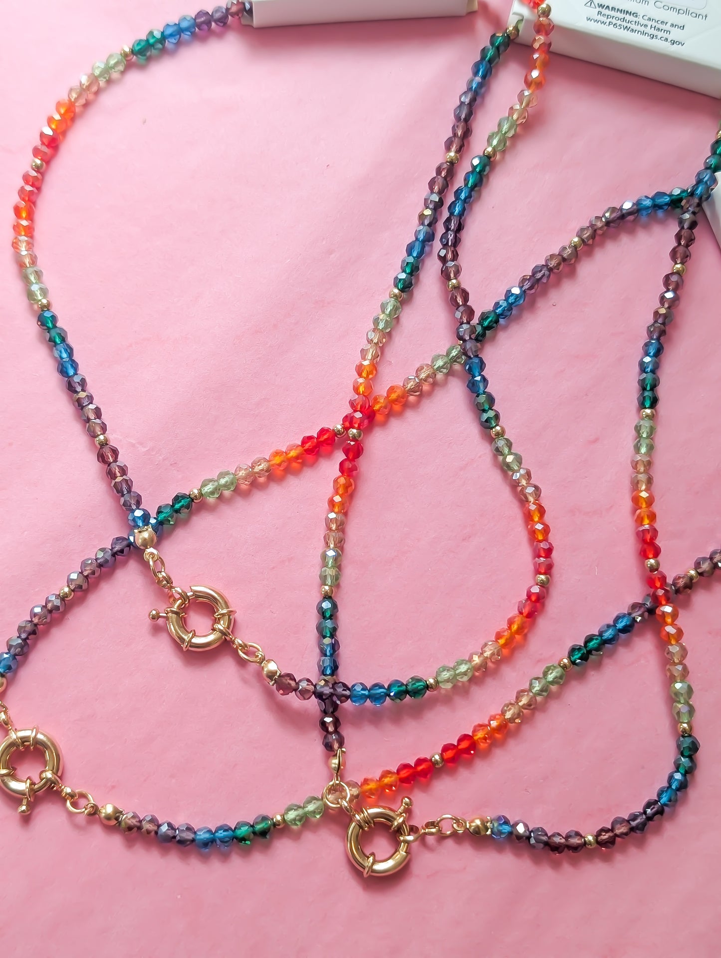 Multi Color Glass Small Bead Round Clasp Necklace