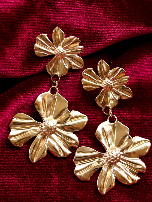 Peggy Vintage Gold Flower Earrings