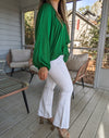 *FINAL SALE*American Made White High Rise Crop Flare with Distressed Hem